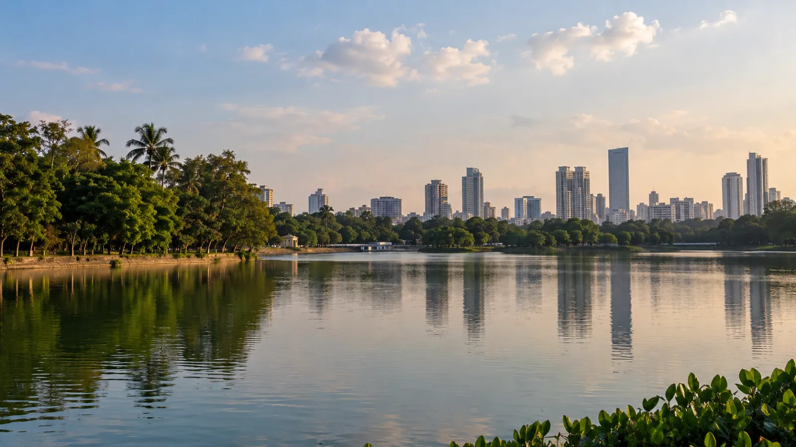 A calm urban lake